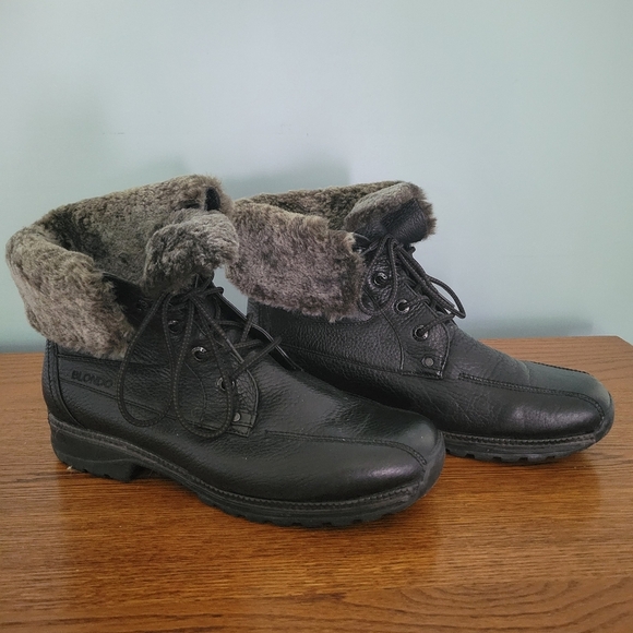 Blondo Black Brown Leather & Wool Boots Lace-up Waterproof Women 10W - Picture 3 of 8